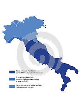 Map of Apennine Italian Peninsula