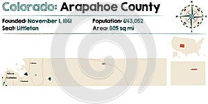 Map of Arapahoe County in Colorado