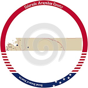 Map of Arapahoe County in Colorado, USA