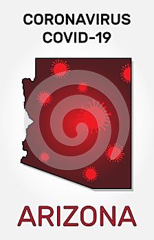 Map of Arizona state and coronavirus infection.