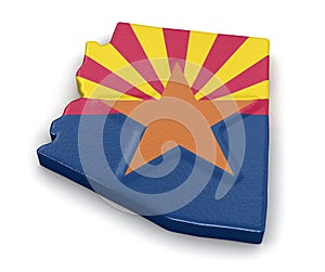 Map of Arizona state with flag