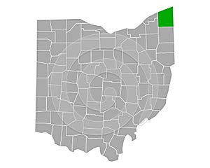 Map of Ashtabula in Ohio