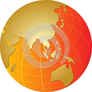 Map of Asia on globe illustration