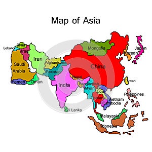 Map of Asia on white background