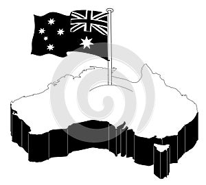 Map of Australia and Australian flag illustration