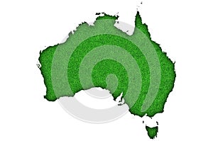 Map of Australia on green felt