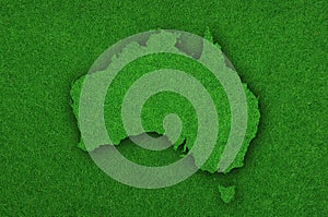Map of Australia on green felt