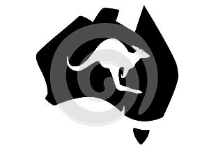 Map of Australian with a white kangaroo