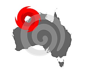 Map of Australien and hurricane symbol