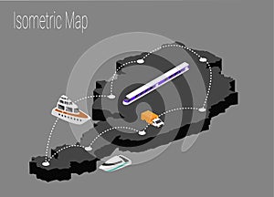 Map Austria isometric concept.