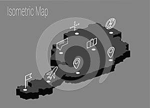 Map Austria isometric concept.