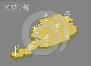 Map Austria isometric concept.