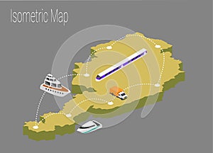 Map Austria isometric concept.