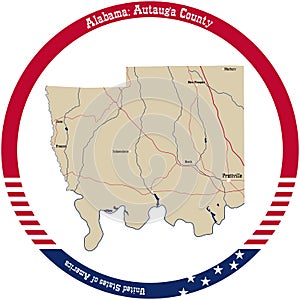 Map of Autauga county in Alabama, USA. photo