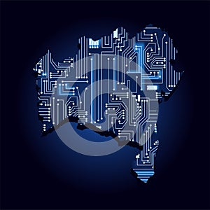Map of Bahia with electronic circuit