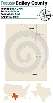 Map of Bailey county in Texas