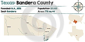 Map of Bandera county in Texas photo
