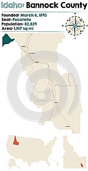 Map of Bannock County in Idaho