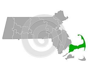 Map of Barnstable in Massachusetts