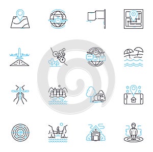 Map-based navigation linear icons set. GPS, Navigation, Directions, Wayfinding, Geolocation, Positioning, Routing line