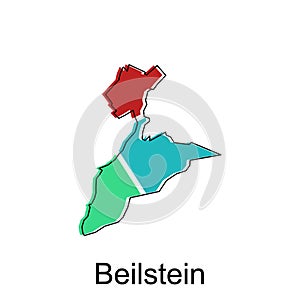 map of Beilstein vector colorful geometric design template, national borders and important cities illustration