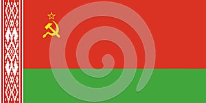 Map of Belarus with the Soviet flag. Flag of an independent European state.