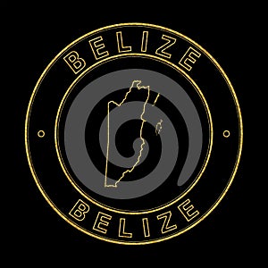 Map of Belize, Golden Stamp Black Background