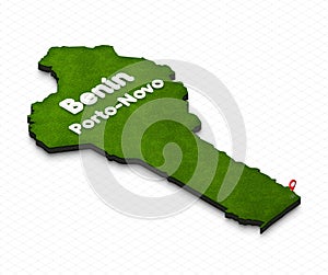 Map of Benin. 3D isometric perspective illustration