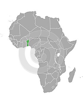 Map of Benin in Africa