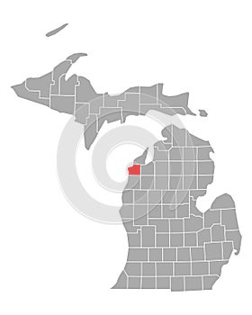 Map of Benzie in Michigan