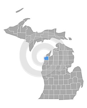 Map of Benzie in Michigan photo