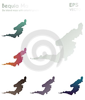 Map of Bequia with beautiful gradients.