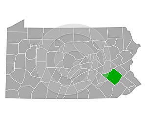 Map of Berks in Pennsylvania