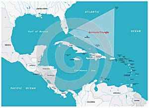 Map Bermuda Triangle or Devil`s Triangle in the Atlantic Ocean