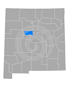 Map of Bernalillo in New Mexico