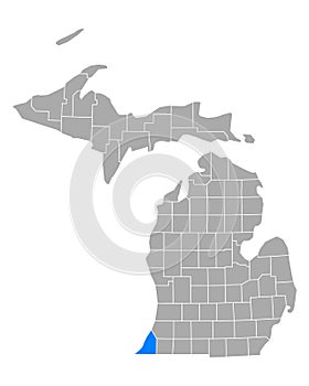 Map of Berrien in Michigan