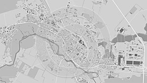 Map of Bila Tserkva city, Ukraine. Urban black and white poster. Road map with metropolitan city area view