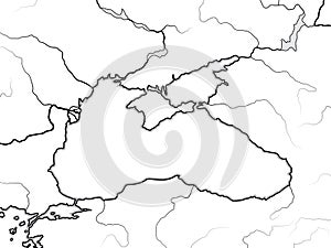 Map of The BLACK SEA basin: Black Sea, Azov Sea, Crimea & Circum-Pontic countries. Geographic chart.