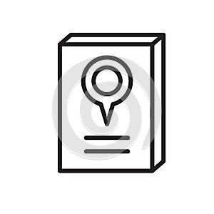 Map book icon vector sign and symbol isolated on white background, Map book logo concept
