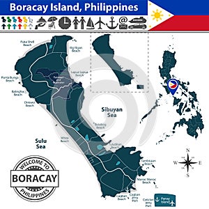 Map of Boracay island, Philippines