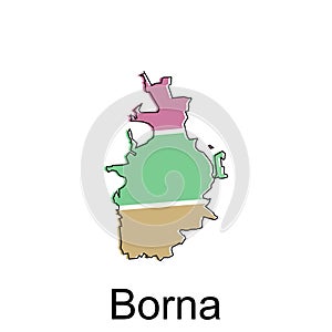 Map of Borna design illustration, vector symbol, sign, outline, World Map International vector template on white background photo