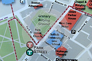 Map of Boston, namely where Granary Burying Ground is photo