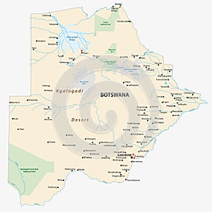 Map of botswana with the most important cities and municipalities
