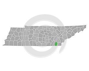 Map of Bradley in Tennessee