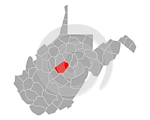 Map of Braxton in West Virginia
