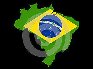 Map of Brazil and Brazilian flag