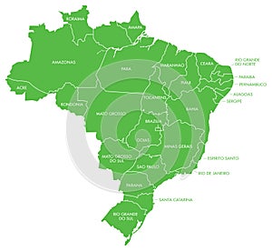 Map of Brazil with Cities and States