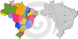 Map of Brazil with states splited 27 illustration