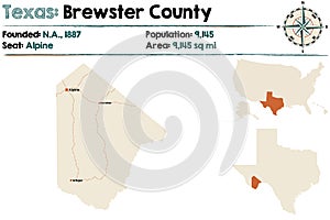 Map of Brewster county in Texas