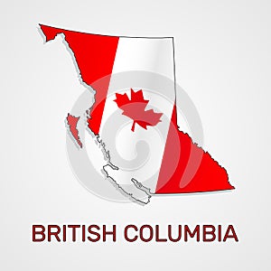 Map of British Columbia combined with Canada flag - Vector